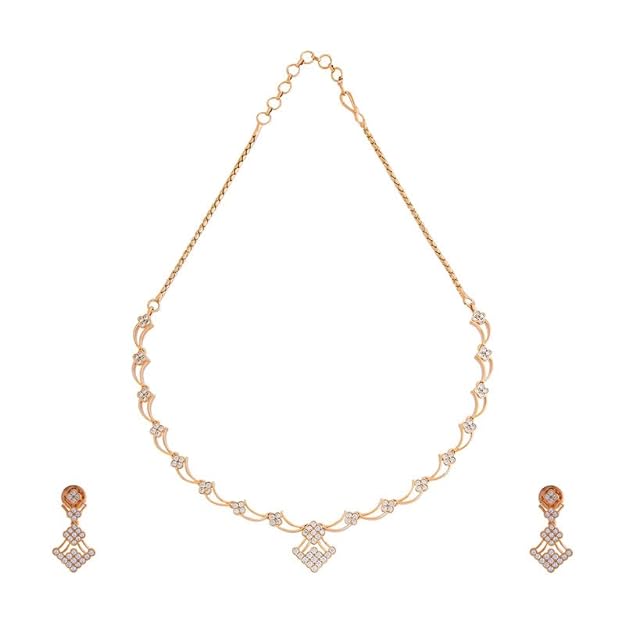 Kushal's Fashion Jewellery White Gold Plated Zircon Necklace Set - 416140 Mytrendzcart