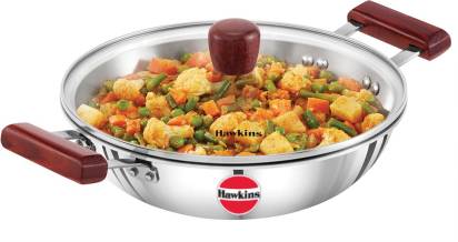 Hawkins TriPly Stainless Steel Kadhai with Glass Lid 26 cm Diameter 2.5 L (SSD25G) Mytrendzcart