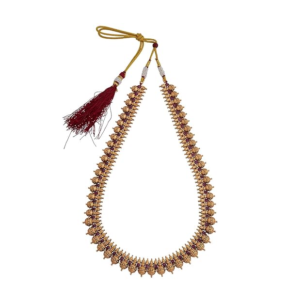 Kushal's Fashion Jewellery Ruby Gold Plated Ethnic Antique Necklace - 416992 Mytrendzcart