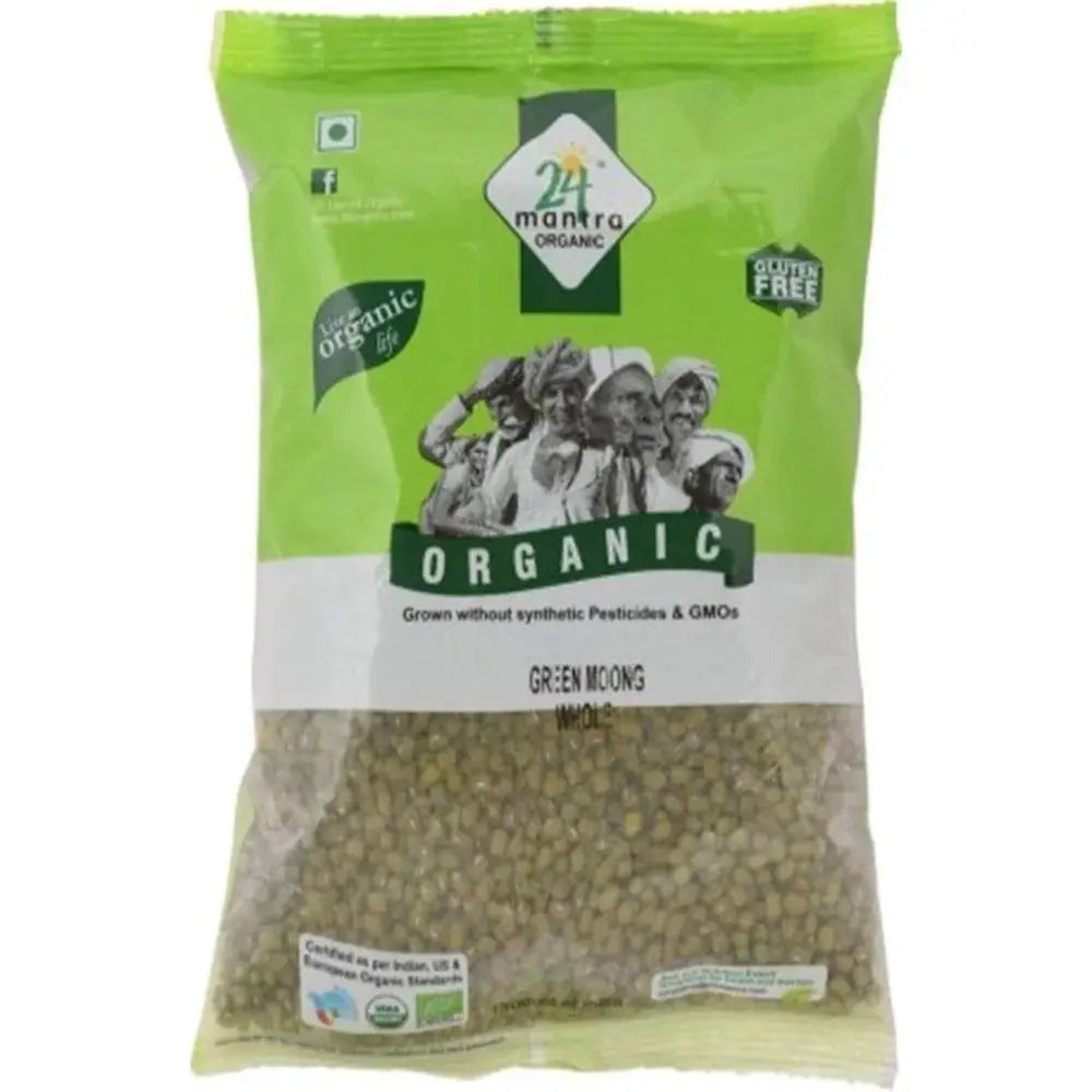 24 Mantra Organic Green Moong Whole -500 gm - Mytrendzcart