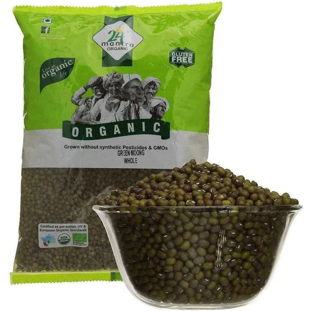 24 Mantra Organic Green Moong Whole -500 gm - Mytrendzcart