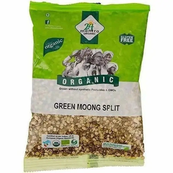 24 Mantra Organic Green Split Moong Dal -500 gm - Mytrendzcart