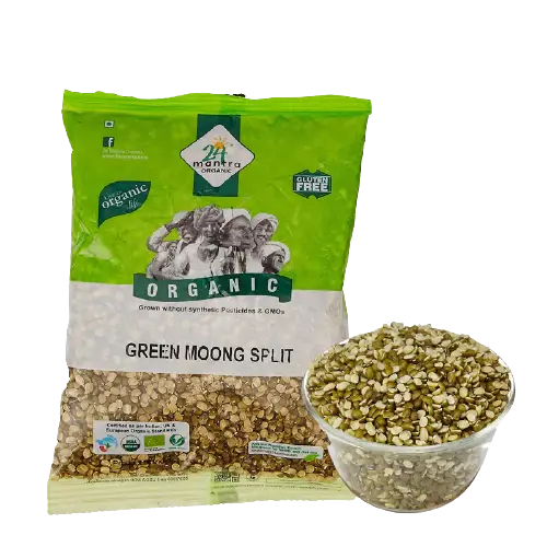 24 Mantra Organic Green Split Moong Dal -500 gm - Mytrendzcart