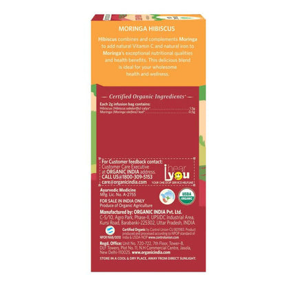 Organic India Moringa Hibiscus Tea Bags -25 Tea Bags Mytrendzcart