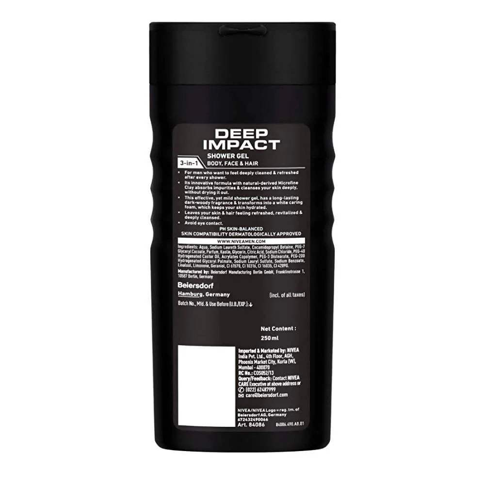 Nivea Men Deep Impact Cleansing Shower Gel -250 ml Mytrendzcart