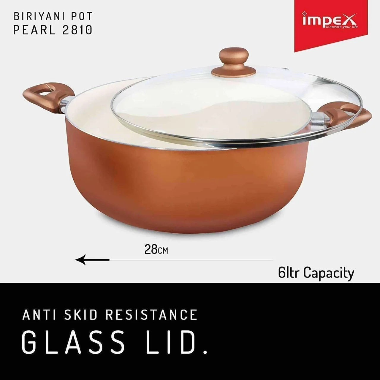 Ceramic Coated Nonstick Aluminium Biriyani Pot (6 Litre,28 cm) Mytrendzcart