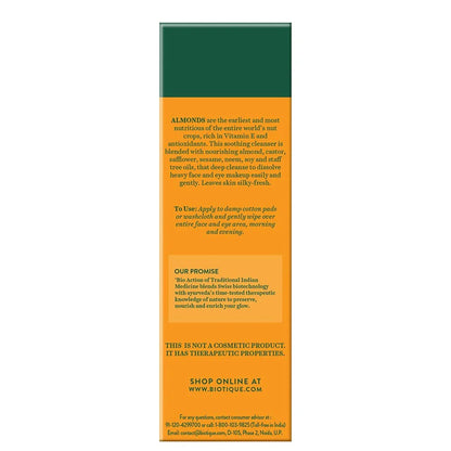 Biotique Advanced Ayurveda Bio Almond Oil Soothing Face And Eye Makeup Cleanser -120 ml Mytrendzcart