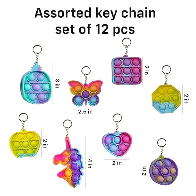 Party Propz Pop It Pop Keychain - Return Gifts for Birthday Celebration for Kids | Pop it Keychain Fidget Toys for Kids | Stress Relief Bubble Key Ring for Kids and Adults | Pop it Key ring Mytrendzcart