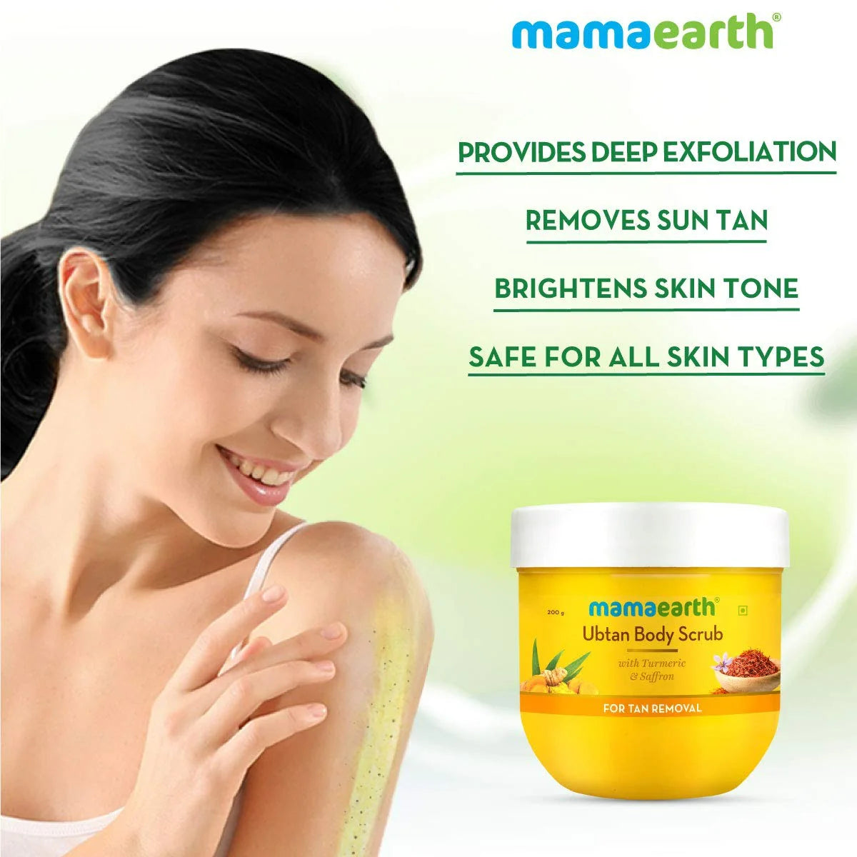 Mamaearth Ubtan Body Scrub with Turmeric & Saffron for Tan Removal -200 gm Mytrendzcart