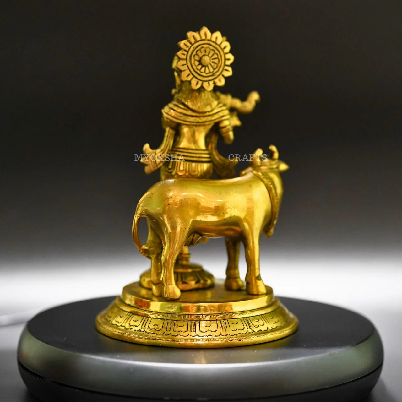 Gopala Krishna with Cow Brass Idol - Embrace Divine Abundance Mytrendzcart