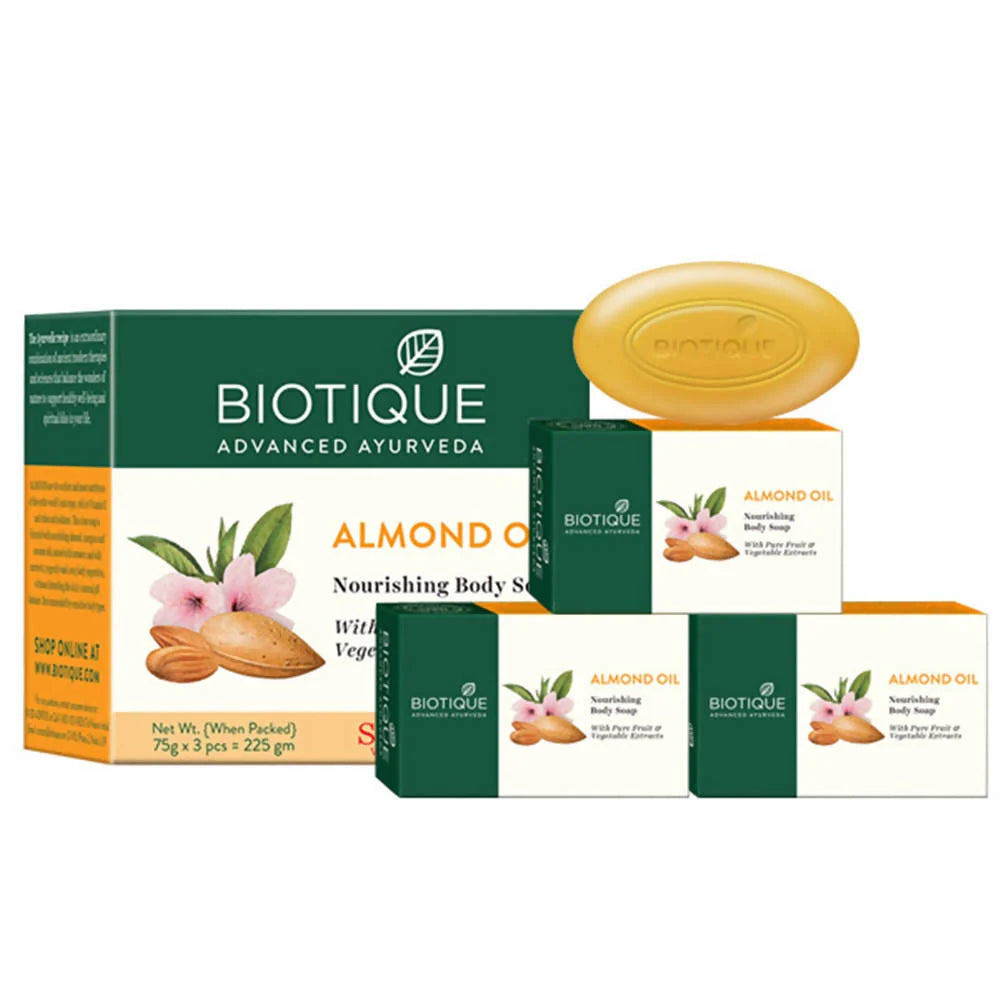 Biotique Advanced Ayurveda Bio Almond Oil Nourishing Body Soap -Pack Of 3 Mytrendzcart