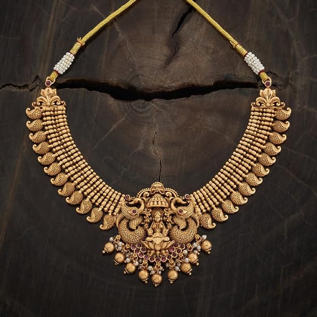 Kushal's Fashion Jewellery Ruby Gold Plated Ethnic Antique Necklace - 416783 Mytrendzcart