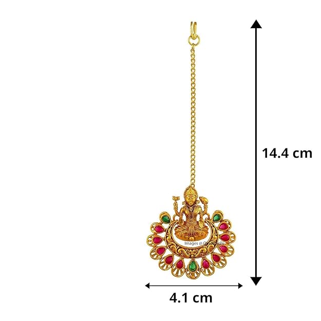 Om Jewells Bridal Jewellery Gold Plated Maang Tikka Studded With Kundan Stones For Girls And Women MT1000604 Mytrendzcart