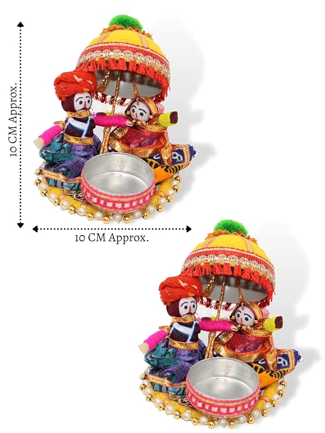 JH Gallery Recycled Material Rajasthani Raja Rani Puppet | Dolls Decorative Tealight Candle Holder | Diwali Decoration Items for Home Decor | Tea Light Candle Holder(Pack of 2) Mytrendzcart