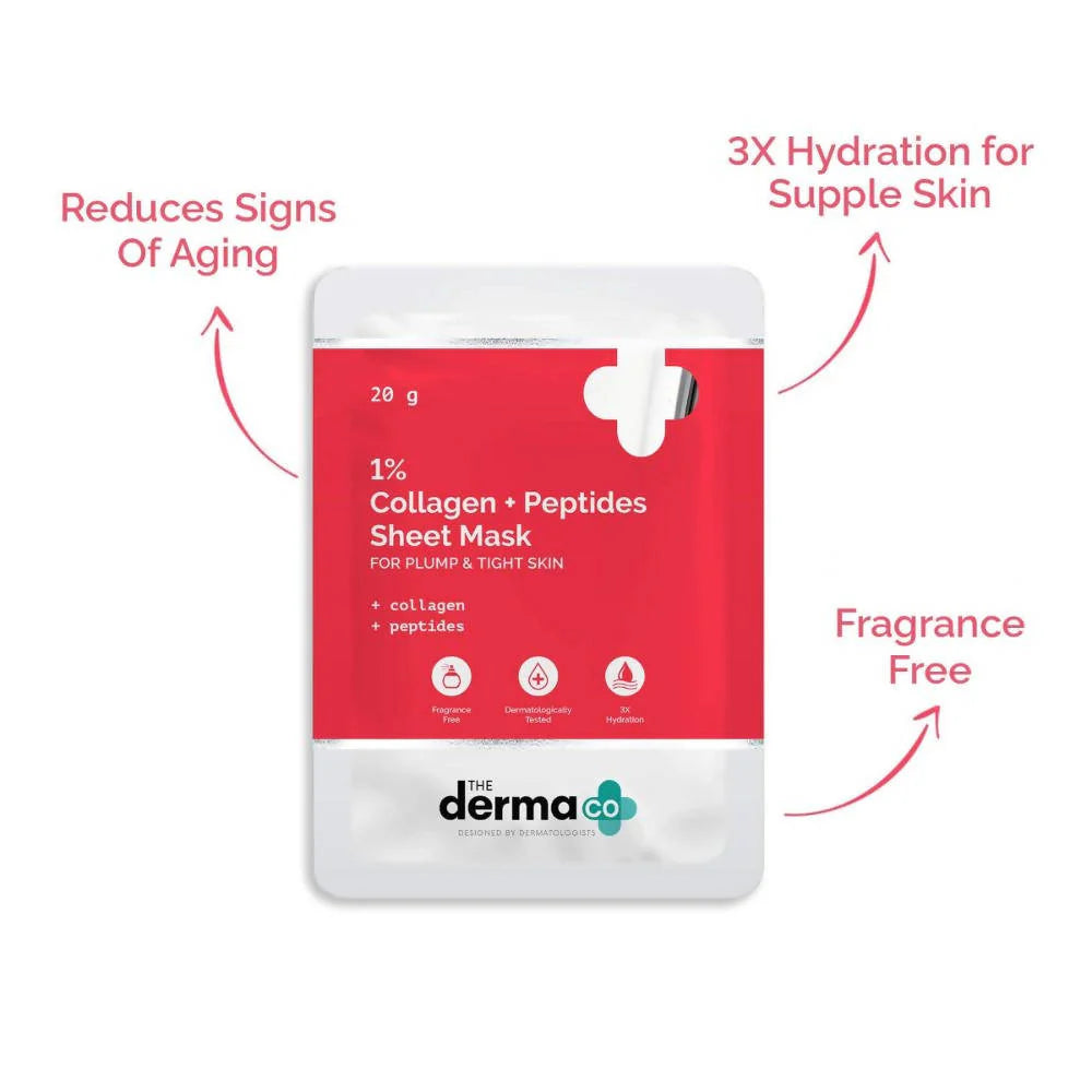 The Derma Co 1% Collagen + Peptides Sheet Mask -20 gm Mytrendzcart