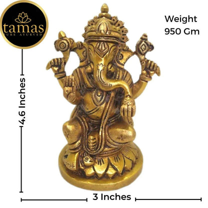 Tamas Brass Lord Ganesh Lakshmi Statue (Golden) -Combo Mytrendzcart