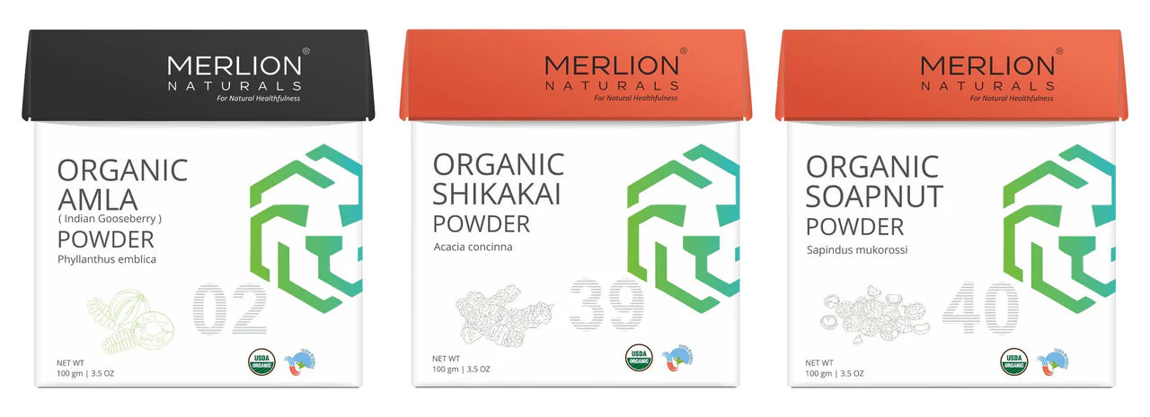 Merlion Naturals Amla Aritha and Shikakai Powder Combo -Combo Mytrendzcart