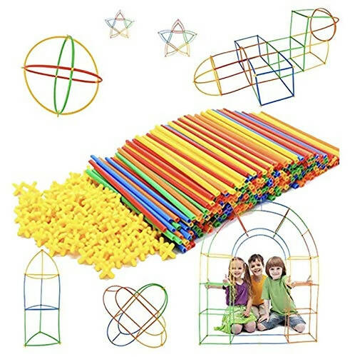 Kipa Children's Puzzle Straw Assembly, Educational Play and Learn Plastic Building Construction, Stitching Assembly Straw Build Blocks Creative Toy Mytrendzcart