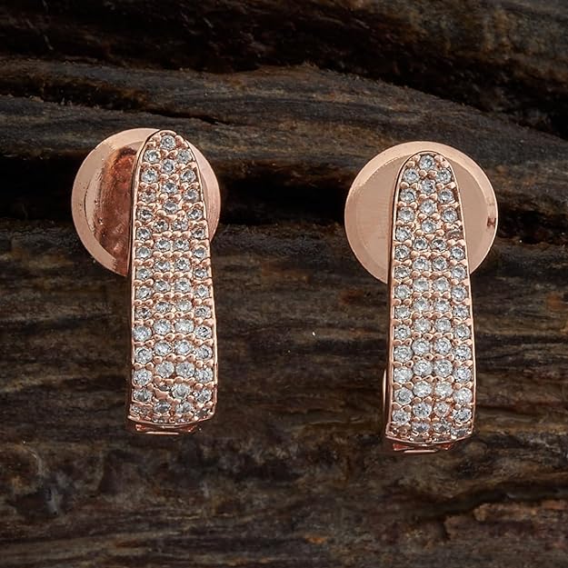 Kushal's Fashion Jewellery White Rose Gold Plated Casual Zircon Earring - 411215 Mytrendzcart