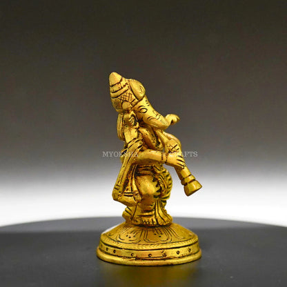 Ganesha Playing Shehnai Brass Idol - Invoking Prosperity and Harmony in Your Home Mytrendzcart