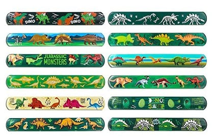 SNAPTRON Dinosaur Theme Return Gifts For Kids Birthday- 12Pcs Dinosaur Theme Slap Bracelets For Kids Boys, Girls- Best Birthday Return Gifts For Kids Mytrendzcart