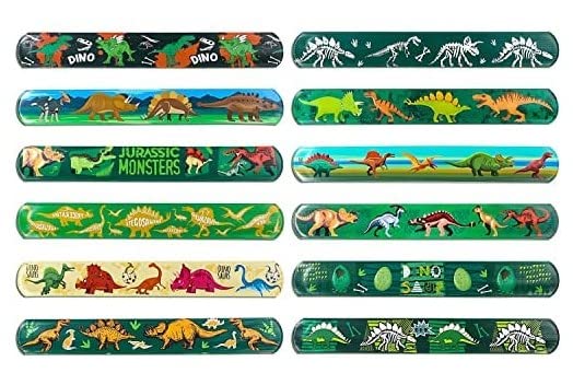 SNAPTRON Dinosaur Theme Return Gifts For Kids Birthday- 12Pcs Dinosaur Theme Slap Bracelets For Kids Boys, Girls- Best Birthday Return Gifts For Kids Mytrendzcart