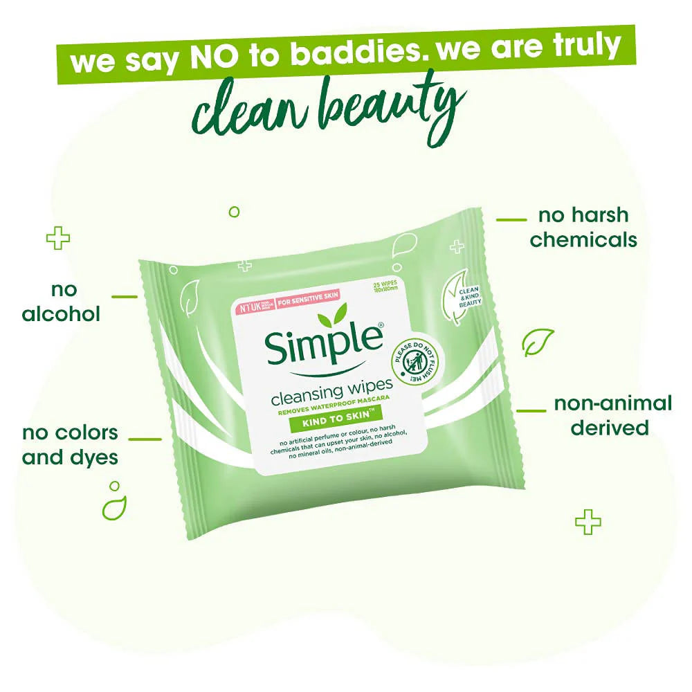 Simple Kind To Skin Cleansing Facial Wipes -25 wipes Mytrendzcart