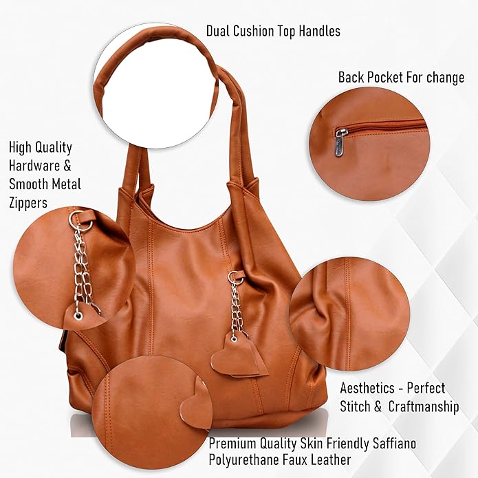 Fostelo Women's Vegan Leather Style Diva Handbags Shoulder Hobo Bag Ladies Purse (Large) - Mytrendzcart