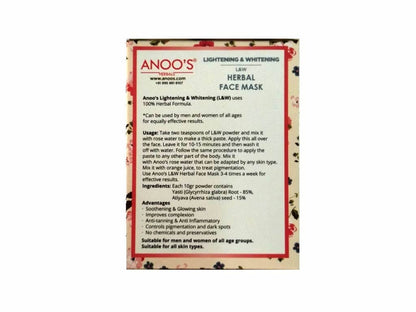 Anoos Herbal Lightening and Whitening Face Mask -40 gm Mytrendzcart