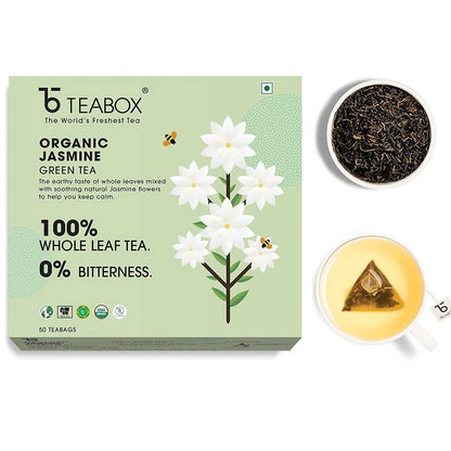 Teabox Organic Jasmine Green Tea Bags -25 Teabags Mytrendzcart