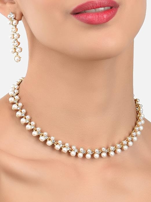 ZAVERI PEARLS Contemporary Look Pearls Choker Jewellery Set For Women-ZPFK9439 Mytrendzcart