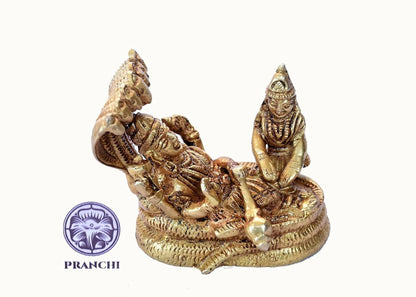 Pranchi Brass Idol Of Lord Vishnu Laxmi On Sheshnag Mytrendzcart