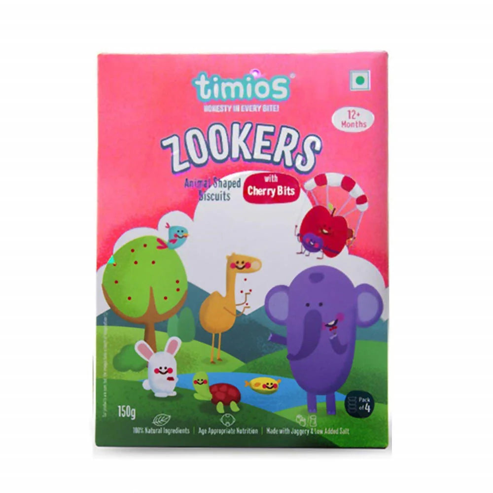 Timios Zookers Cherry Bits Animal Shaped Biscuits For Toddlers -150 gm Mytrendzcart