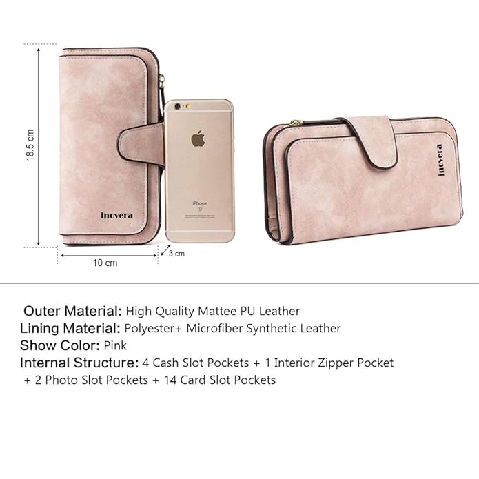 INOVERA (LABEL) Women's Vegan Leather Tri-fold Fashion Card Coin Holder Long Wallet (KK24) - Mytrendzcart