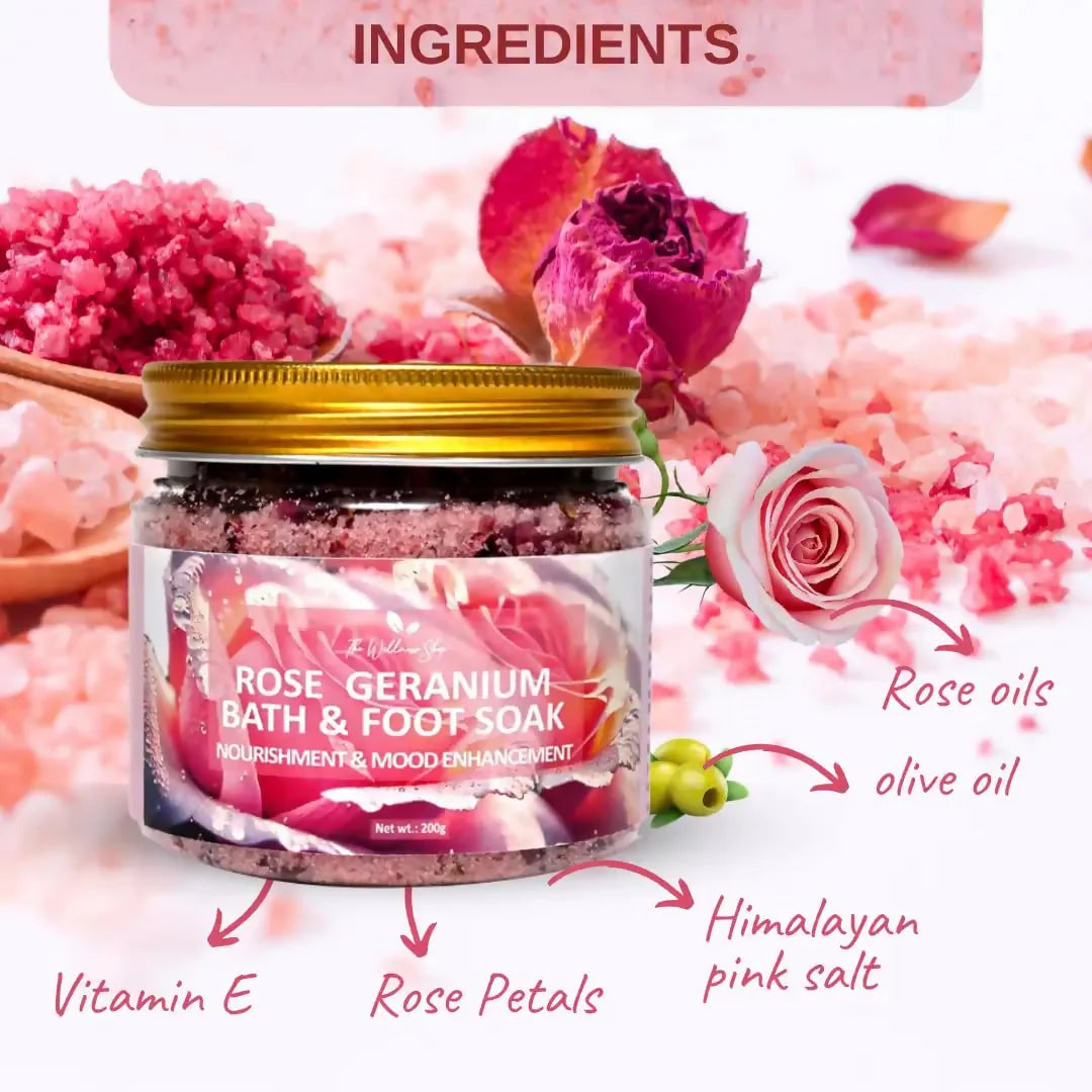 The Wellness Shop Rose Geranium Bath and Foot Soak -200 gm Mytrendzcart