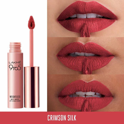 Lakme 9 To 5 Weightless Mousse Lip & Cheek Color - Crimson Silk Mytrendzcart