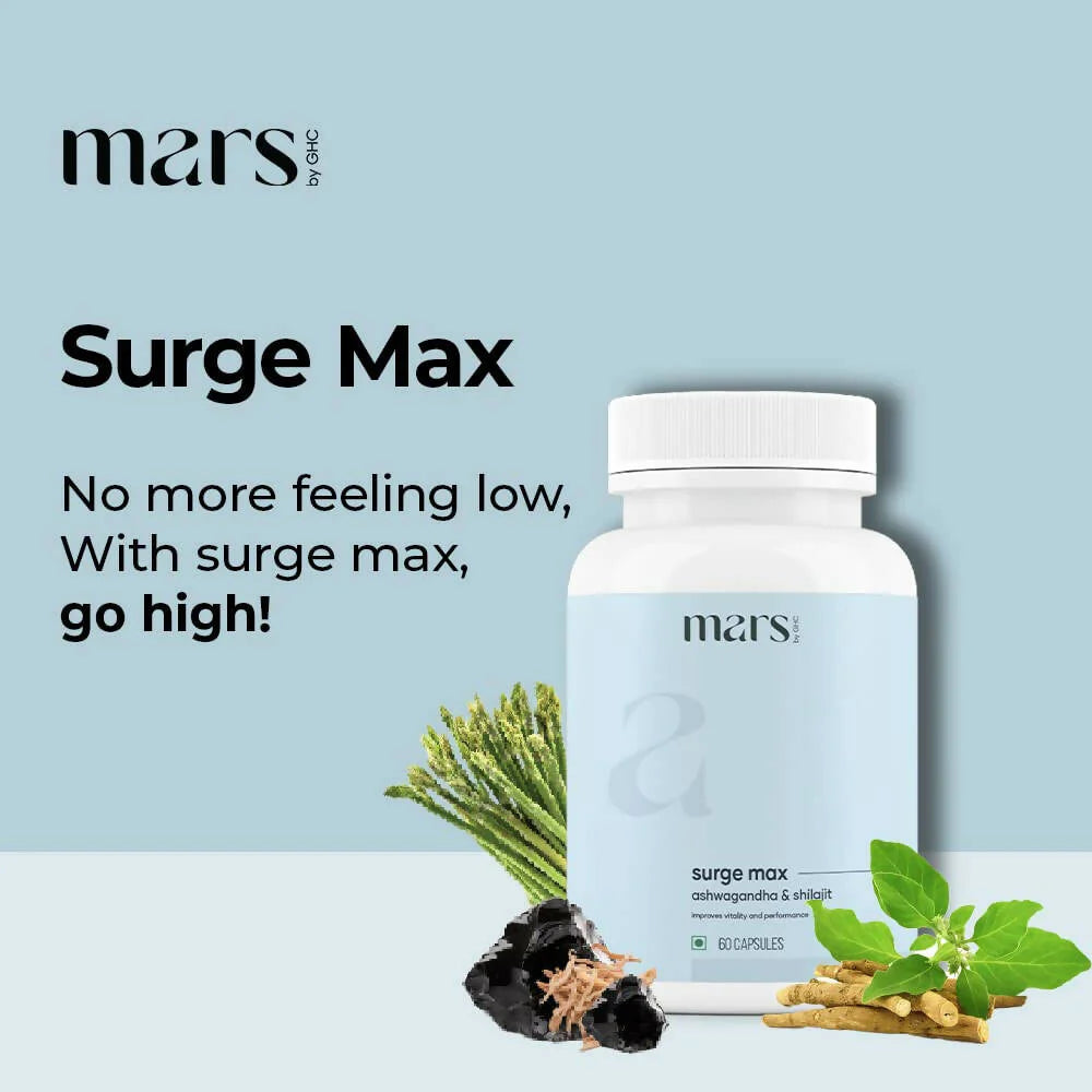 Mars By GHC Surge Max Capsules with Ashwagandha, Gokshura, Safed Musli -60 caps Mytrendzcart