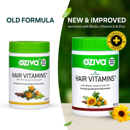 OZiva Hair Vitamins (With Biotin, Iron & Vitamin E) -60 caps Mytrendzcart