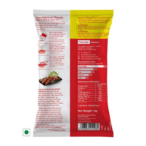 Nutrela Soya Chunks - 100 % vegetarian -1 kg Mytrendzcart