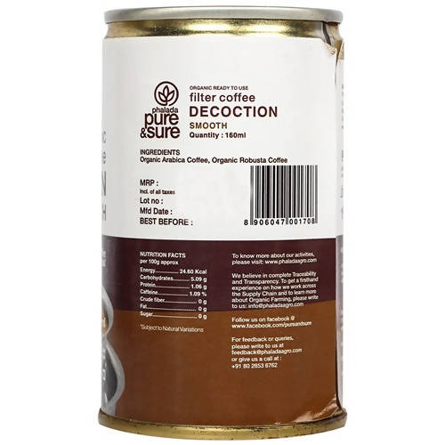 Pure & Sure Organic Filter Coffee Decoction - Smooth -160 ml Mytrendzcart