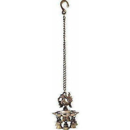 Peacock Hanging Brass Diya with Bells Mytrendzcart