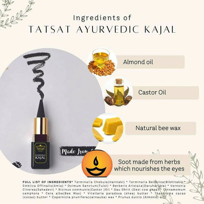 Tatsat 100% Natural Certified Ayurvedic Kajal With Pure Herbs -2.5 gm Mytrendzcart