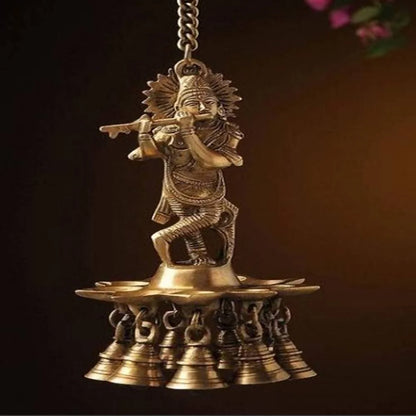 Puja N Pujari Krishna Hanging Diya with Bells For Pooja Room Mytrendzcart