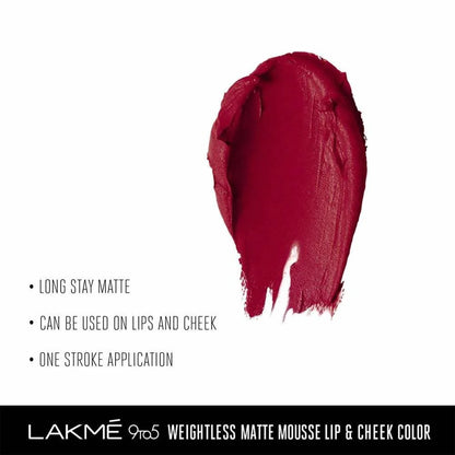 Lakme 9 To 5 Weightless Matte Mouse Lip & Cheek Color - Rosy Plum Mytrendzcart