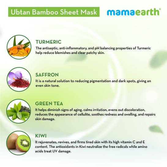 Mamaearth Ubtan Bamboo Sheet Mask with Turmeric & Saffron -25 gm Mytrendzcart