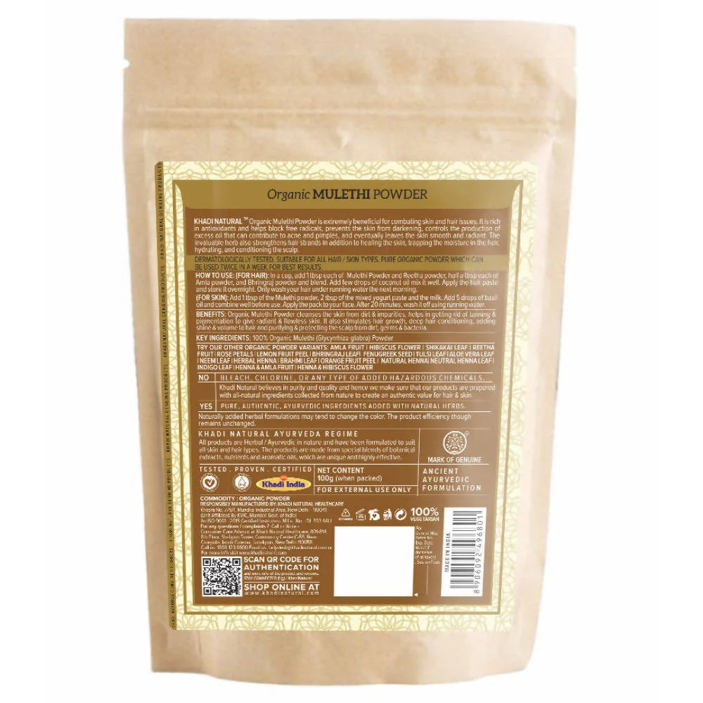 Khadi Natural Organic Mulethi Powder -100 gm Mytrendzcart