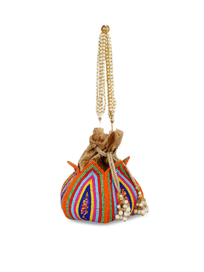 Anekaant Multicoloured Embroidered Potli Clutch Mytrendzcart