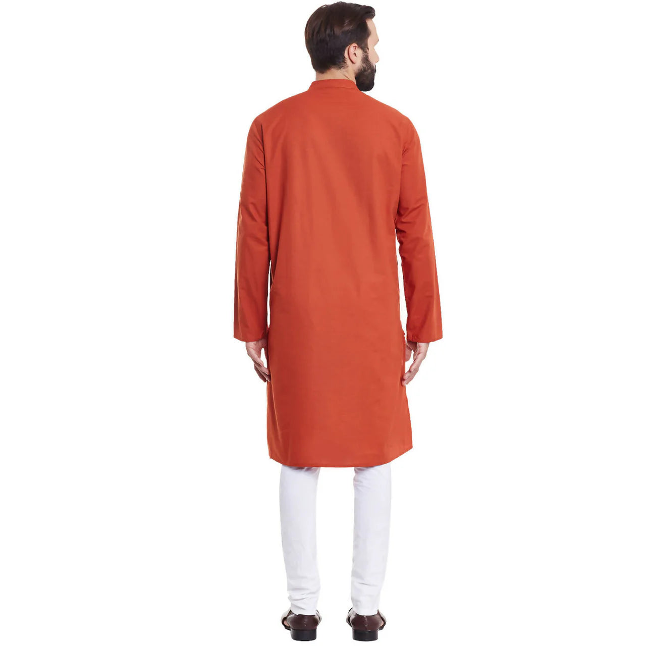 Even Apparels Orange Pure Cotton Men's Kurta With Band Collar -XS Mytrendzcart