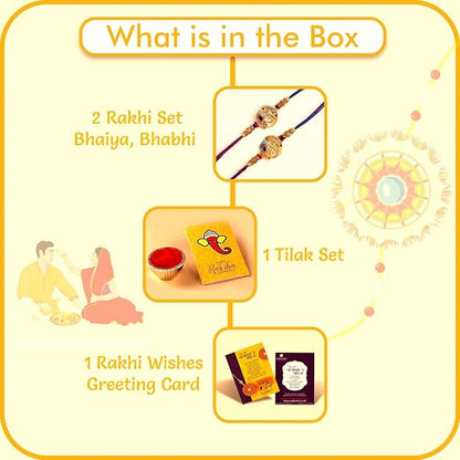CraftVatika Kundan Rakhi Set for Brother Set of 2, Designer Peacock Rakhi for Brother Boy Men, Premium Kalash Raki for Bhaiya, Traditional Rakshabandhan Rakhis with Best Wishes Card and Tillak Set