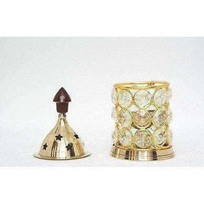 Brass Akhand Diya -Diamond Crystal Deepak - Oil Lamp Mytrendzcart